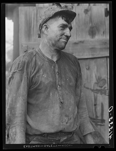 Miner who also runs a farm. At the end of a day's work at Dougherty's mine, near Falls Creek, Pennsylvania