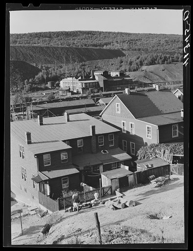 Mining town of Lansford, Pennsylvania, with power house and coal banks in background