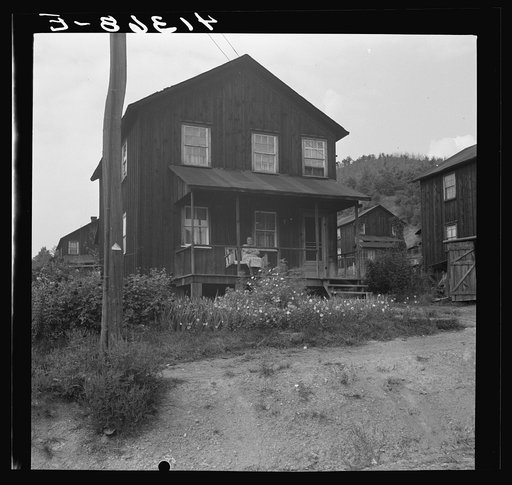 Untitled photo, possibly related to: Characteristic black houses with white windows in Force, Pennsylvania