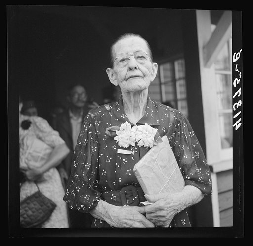 The oldest member of the Strohl family present at the family reunion at Flagstaff Park, Mauch Chunk, Pennsylvania. She is eighty-five years old