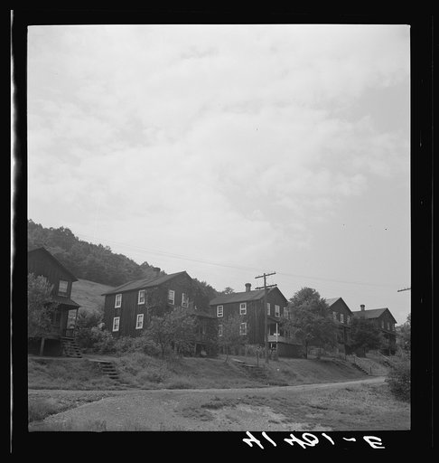 Untitled photo, possibly related to: Characteristic black houses with white windows in Force, Pennsylvania