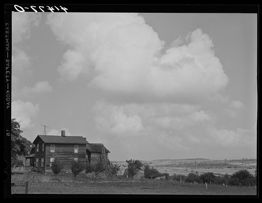 Untitled photo, possibly related to: Farmhouse and windmill in Sugar Hill country, submarginal area near Townsend, New York