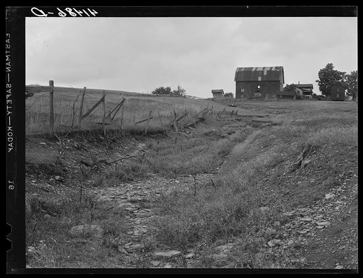 Untitled photo, possibly related to: A dried up creek and old farmhouse near Townsend, New York