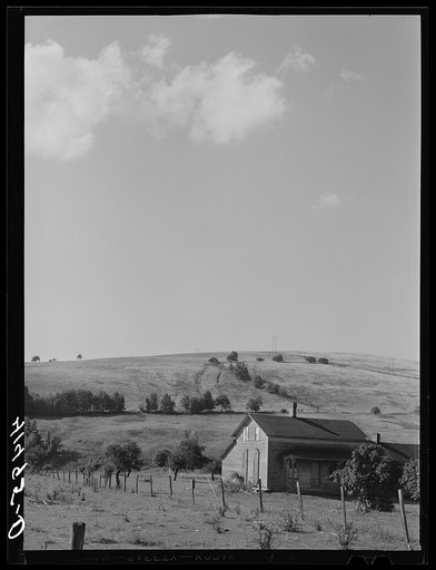 Farmhouse and landscape showing type of country in the submarginal area of Sugar Hill, near Townsend, New York