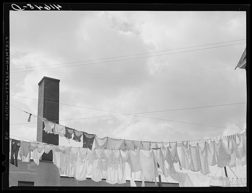 Clothesline in a working class section of Waterbury, Connecticut