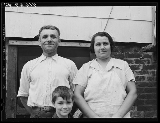 FSA (Farm Security Administration) client Gaetano Simone, his wife, and one of their children. Westville, Connecticut