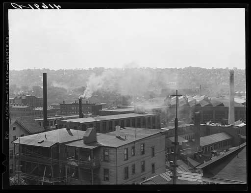 Factories and mills in the industrial city of Waterbury, Connecticut