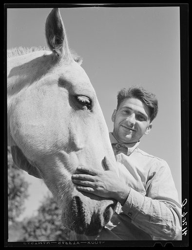 Mr. Thomas Festa, Italian FSA (Farm Security Administration) client with his horse on his farm two miles out of Newtown, Connecticut
