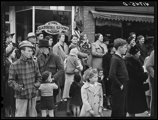 Spectators at the barrel rolling contest in Presque Isle, Maine