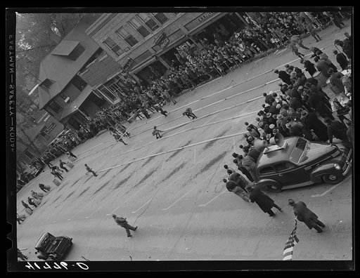 Untitled photo, possibly related to: Main event of the potato barrel rolling contest in Presque Isle, Maine
