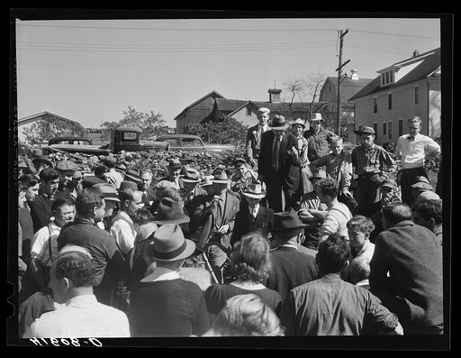 Untitled photo, possibly related to: Mr. E.S. Beardsley, auctioneer. At the auction of Mr. Anthony Tacek's farm in Derby, Connnecticut