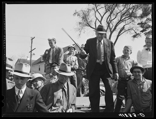Mr. E.S. Beardsley, auctioneer. At the auction of Mr. Anthony Tacek's farm in Derby, Connnecticut
