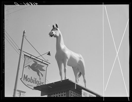 White Horse Whiskey advertisement in front of Horse and Hound Inn. On Route 6, Watertown, Connecticut