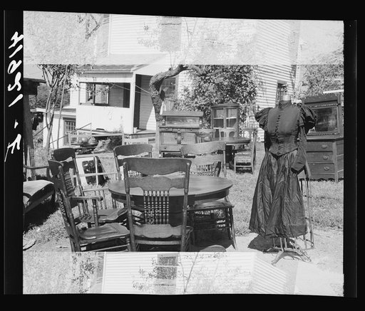 Untitled photo, possibly related to: Furniture and old dress model auctioned off at the auction of Mr. Anthony Yacek's farm and household goods. Derby, Connecticut