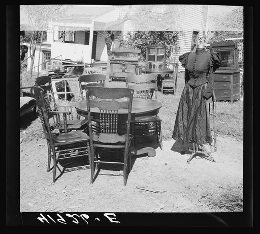 Furniture and old dressmaker's model auctioned off at the auction of Mr. Anthony Yacek's farm and household goods. Derby, Connecticut