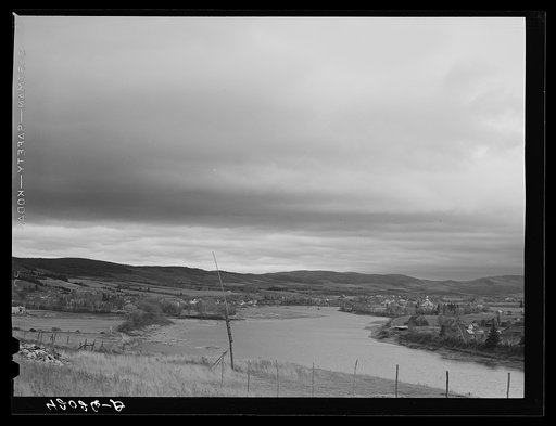 The Saint John River near Fort Kent, Maine. On the right is New Brunswick, Canada