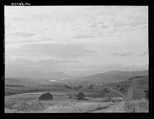 The Saint John River, with Fort Kent, Maine, in the distance