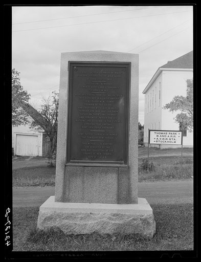 Monument in New Sweden, Maine