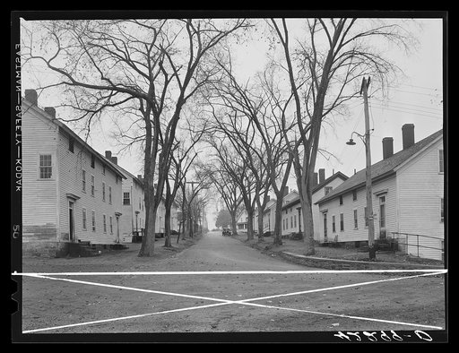 Old company houses on Railroad Avenue in Occum, Connecticut
