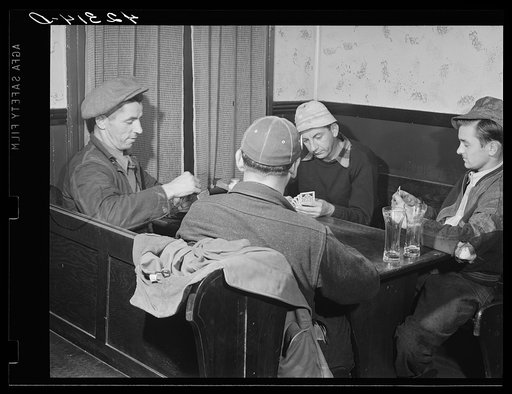 A game of cards in "Art's Sportsman's Tavern" on a rainy day in Colchester, Connecticut