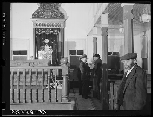 Interior of Jewish synagogue in Colchester, Connecticut after a small weekly service