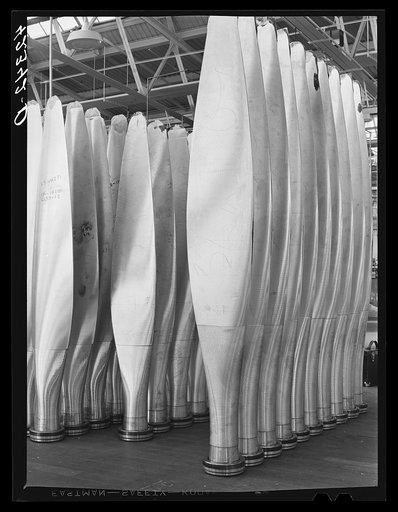 Propellers in the rough at the Hamilton Standard Propeller Corporation. East Hartford, Connecticut