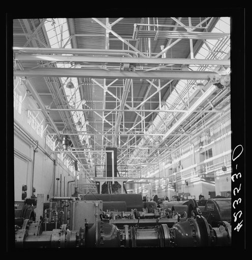 General view on one of the factory floors at the Pratt and Whitney Aircraft Corporation. East Hartford, Connecticut