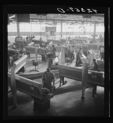General view of propeller grinding and finishing operations at the Hamilton Standard Propeller Corporation. Connecticut