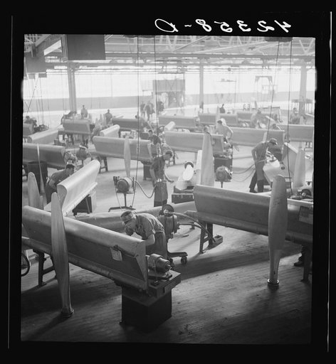 General view of propeller grinding and finishing operations at the Hamilton Standard Propeller Corporation. Connecticut
