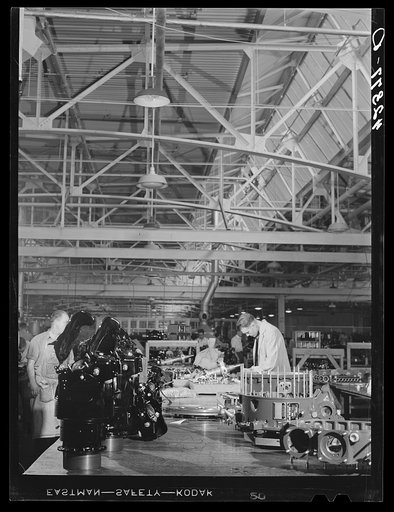 On this one table are all the various parts that go into the making of one Pratt and Whitney motor. East Hartford, Connecticut