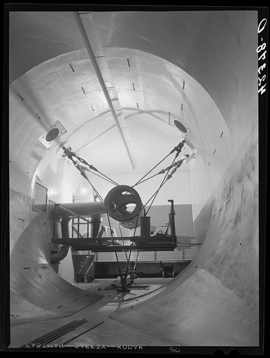A new wind tunnel under construction at the Pratt and Whitney Aircraft Corporation as part of the expansion program. East Hartford, Connecticut
