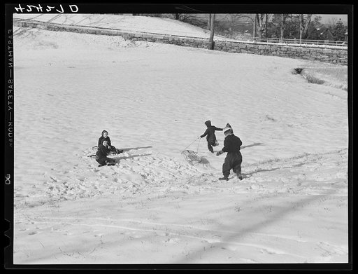Untitled photo, possibly related to: Children sledding. Ledyard, Connecticut