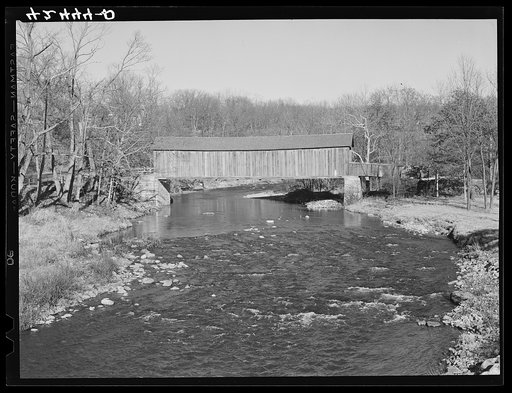 The "old comstock bridge," three miles West of Colchester, Connecticut on Route 16. It was repaired by the CCC (Civilian Conservation Corps)