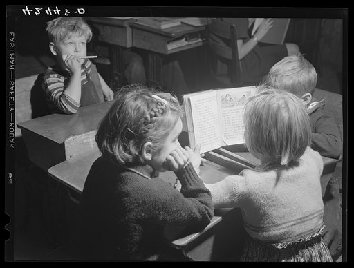 Children of farmers in the town of Ledyard, Connecticut in one of the four one-room schoolhouses