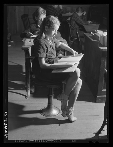 Children of farmers in the town of Ledyard, Connecticut in one of the one-room schoolhouses