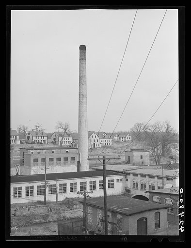 A textile mill and company houses in Uncasville, Connecticut