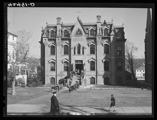 Children getting out of school at a parochial school in Norwich, Connecticut