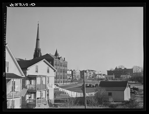 In the distance is the main street of Middletown, Connecticut