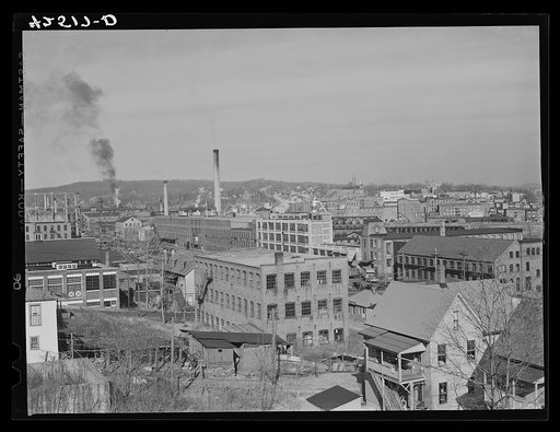 General view of Shelton, Connecticut, with Derby, Connecticut, in the distance