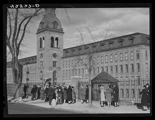 The change of shifts at Denomah Mills in Taftville, Connecticut
