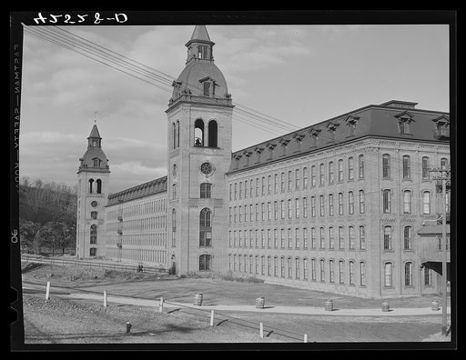 Untitled photo, possibly related to: Workers leaving the Denomah Mills, Taftville, Connecticut, at the end of the afternoon shift