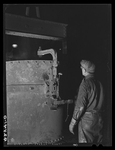 Untitled photo, possibly related to: In the foundry at the Farell-Birmingham Corporation. Ansonia, Connecticut