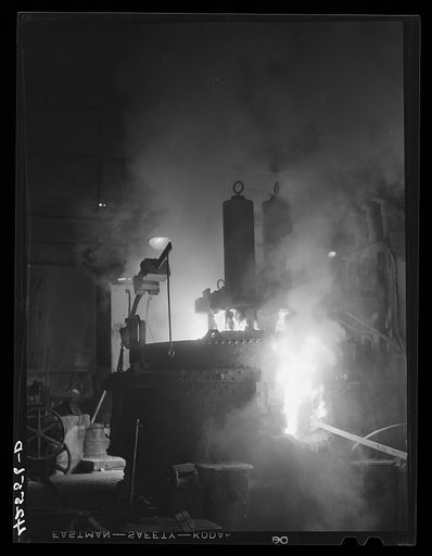 The electric furnace in the foundry at the Farrell-Birmingham Corporation. Ansonia, Connecticut