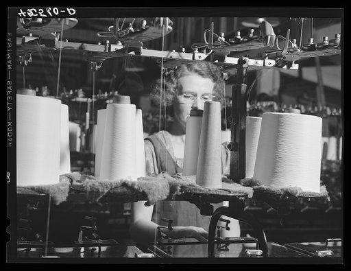 Untitled photo, possibly related to: In the "Denomah" textile mill. Taftville, Connecticut
