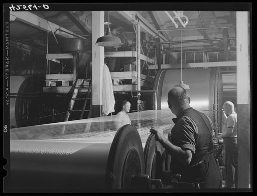 Preparing rayon thread at the Denomah Mills, Taftville, Connecticut. Makers of rayon and cotton cloths