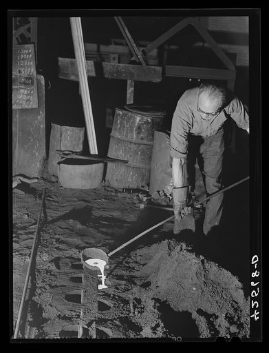 A sample of the steel in the furnace taken out as a test. Farrel-Birmingham Corporation. Ansonia, Connecticut