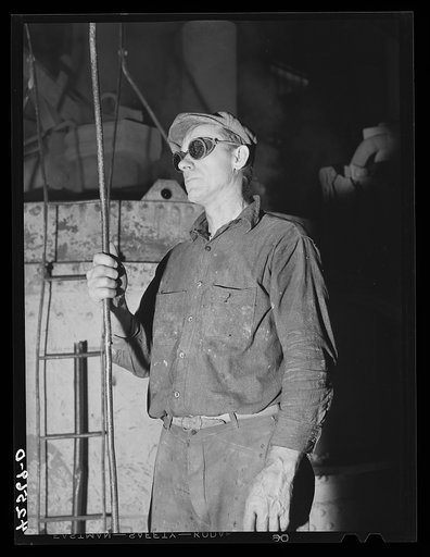 A worker at the Farrel-Birmingham Corporation. Ansonia, Connecticut