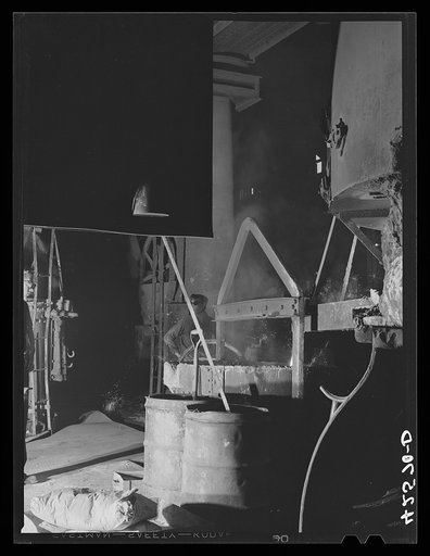 Untitled photo, possibly related to: Tapping a furnace in the foundry of the Farrell-Birmingham, Corporation. Ansonia, Connecticut