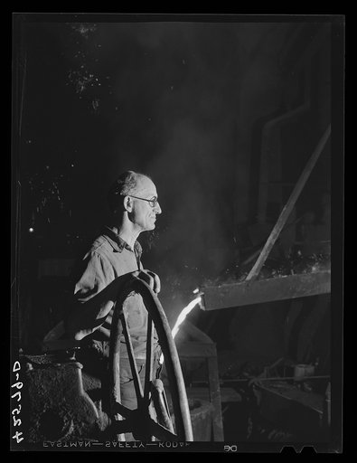 A worker in the foundry of the Forrell-Birmingham Corporation. Ansonia, Connecticut