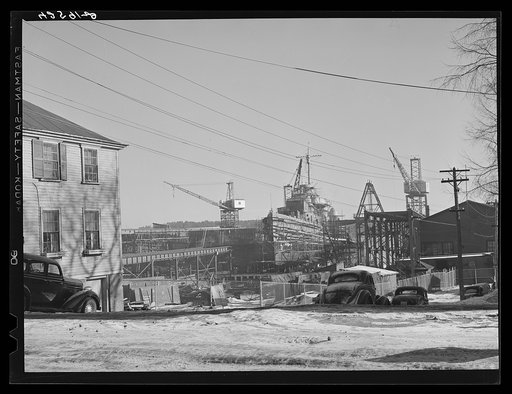 Untitled photo, possibly related to: Ship under construction. Bath Iron Works, Bath, Maine